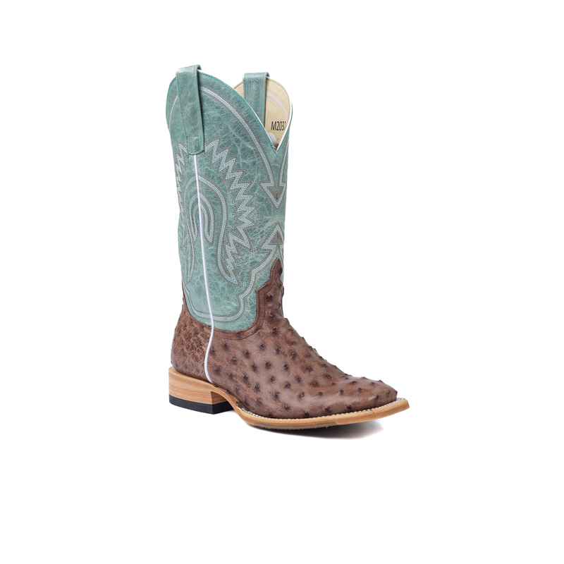 Women's Macie Bean Kango Tobac Full Quill Ostrich with 12" Vail Sky Blue Tops M2032