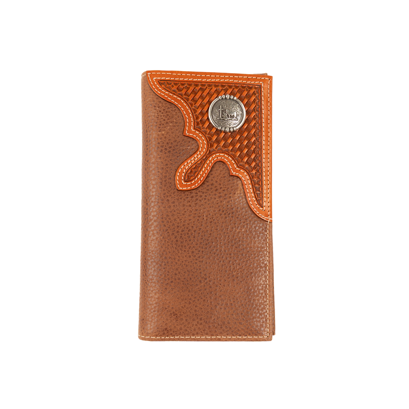 Men's Cowboy Chrome Saddle Tan Rodeo Style Wallet with Concho W528