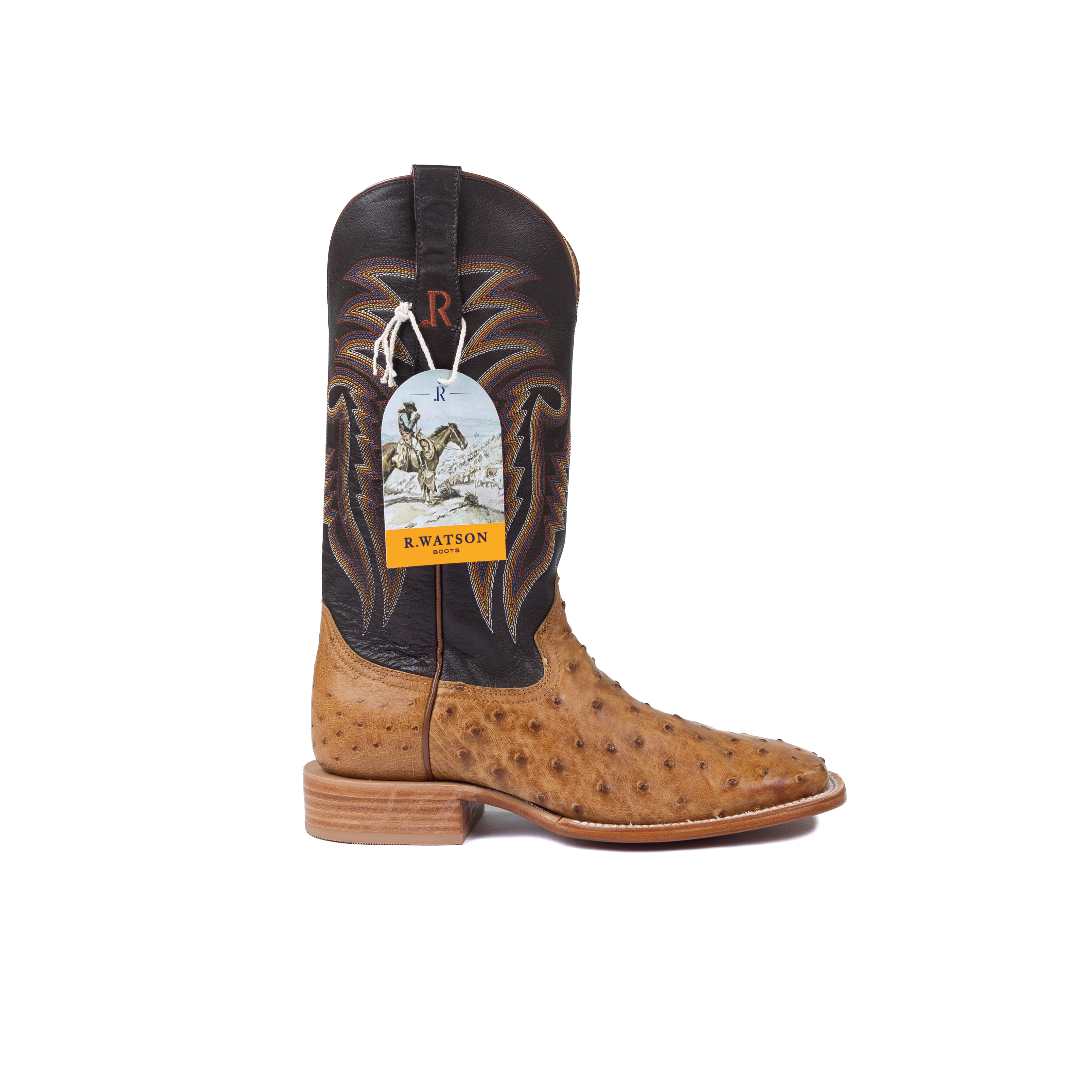 Men's R. Watson Full Quill Ostrich Wide Square with 13″ Volcano Brass Top  RW4603-2