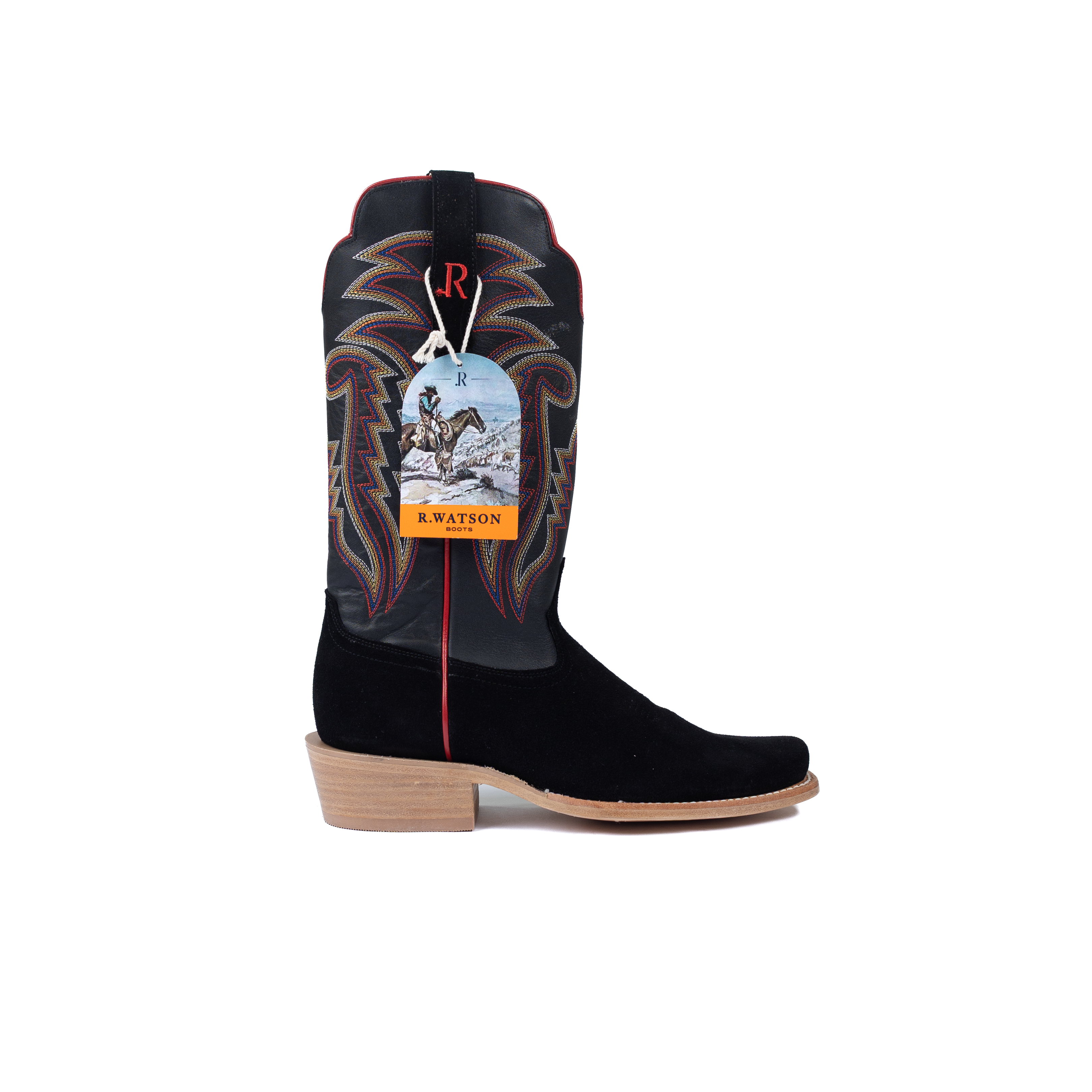 Men's R. Watson Roughout Black Narrow Toe Boots RW8208-1 – Crazy