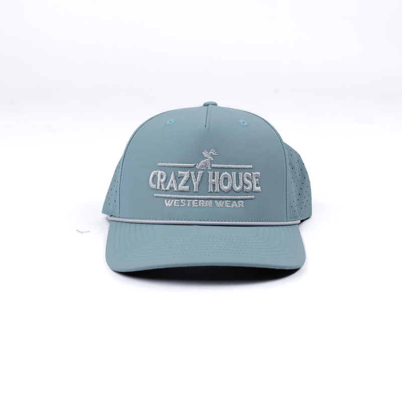 Crazy House Smoke Blue Snapback Cap with Puff Stitching