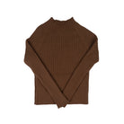 Another Love Women's Brown Evalina Long Sleeve Mock Neck Shirt 