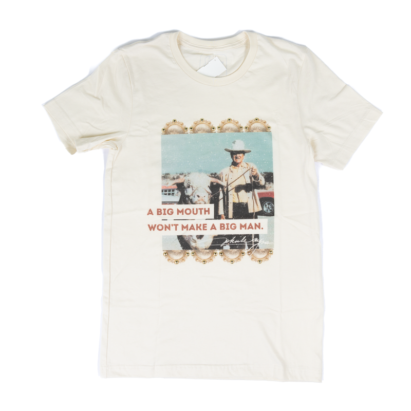 Women's Ivory "A Big Mouth Won't Make A Big Man" T-shirt