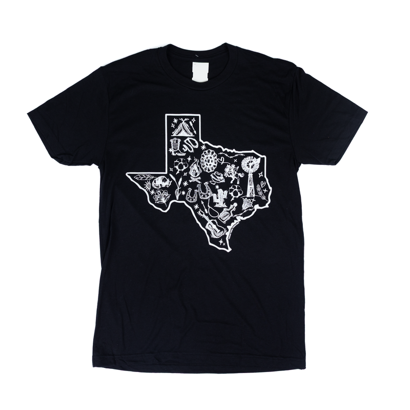 Women's Black Short Sleeve Iconic Texas Charm T-shirt 