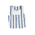 Women's Navy and White Striped Button Up Tank Top TW1842-T
