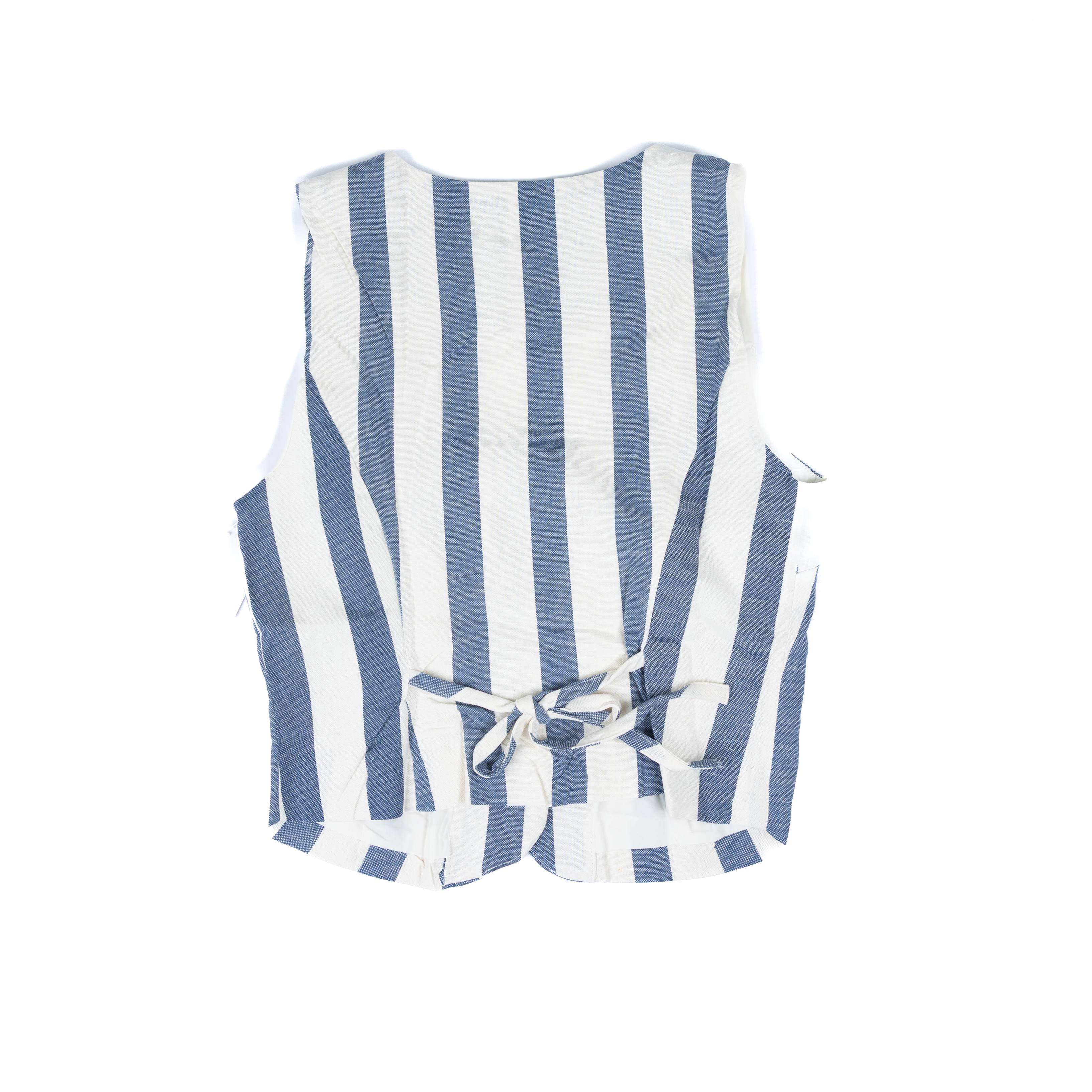 Women's Navy and White Striped Button Up Tank Top TW1842-T