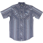 Panhandle Men's Short Sleeve Blue Striped Snap Shirt PMN3S09475