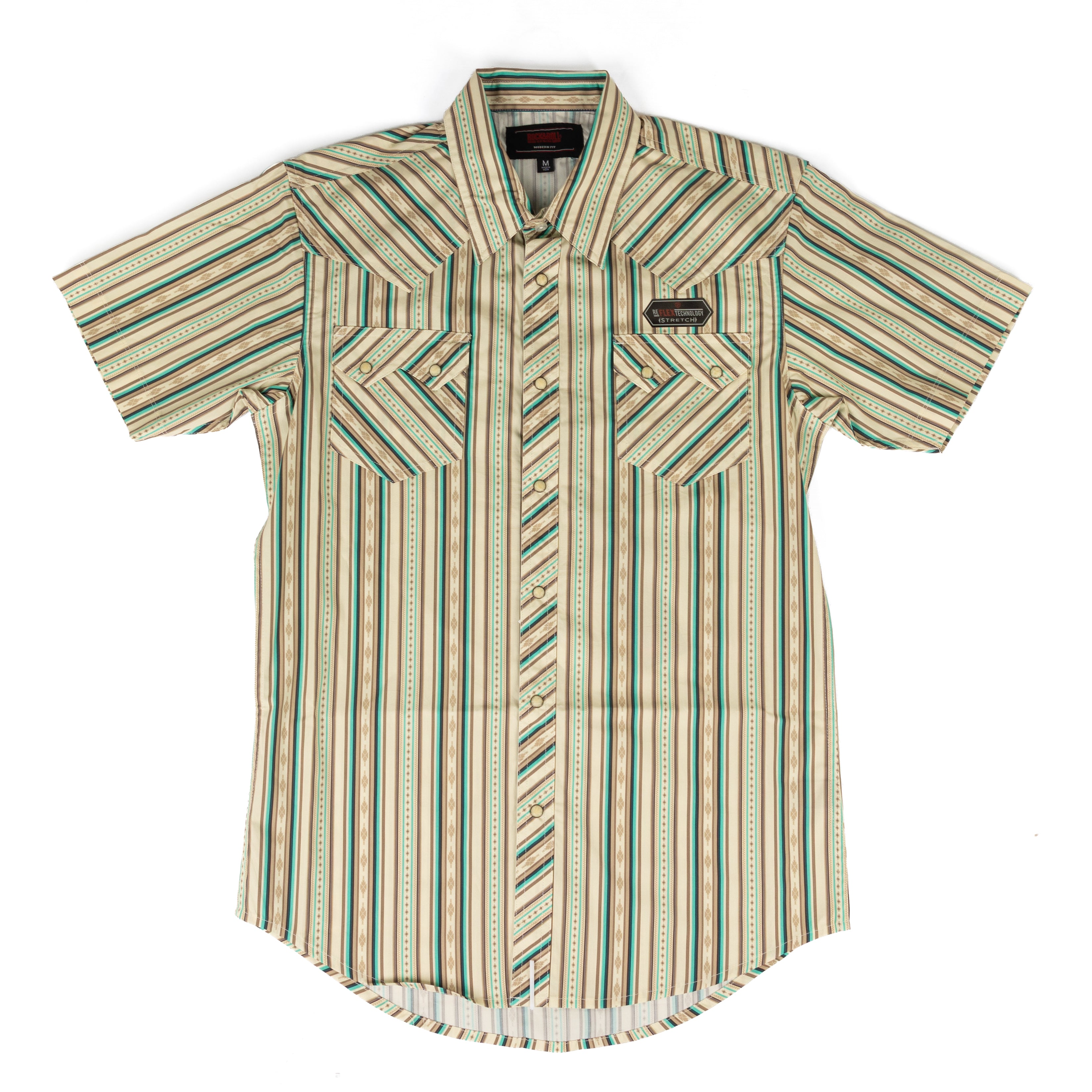 Rock and Roll Denim Men's Short Sleeve Brown Stripe Shirt BMN3S09429