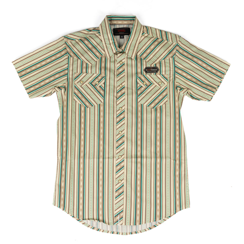 Rock and Roll Denim Men's Short Sleeve Brown Stripe Shirt BMN3S09429