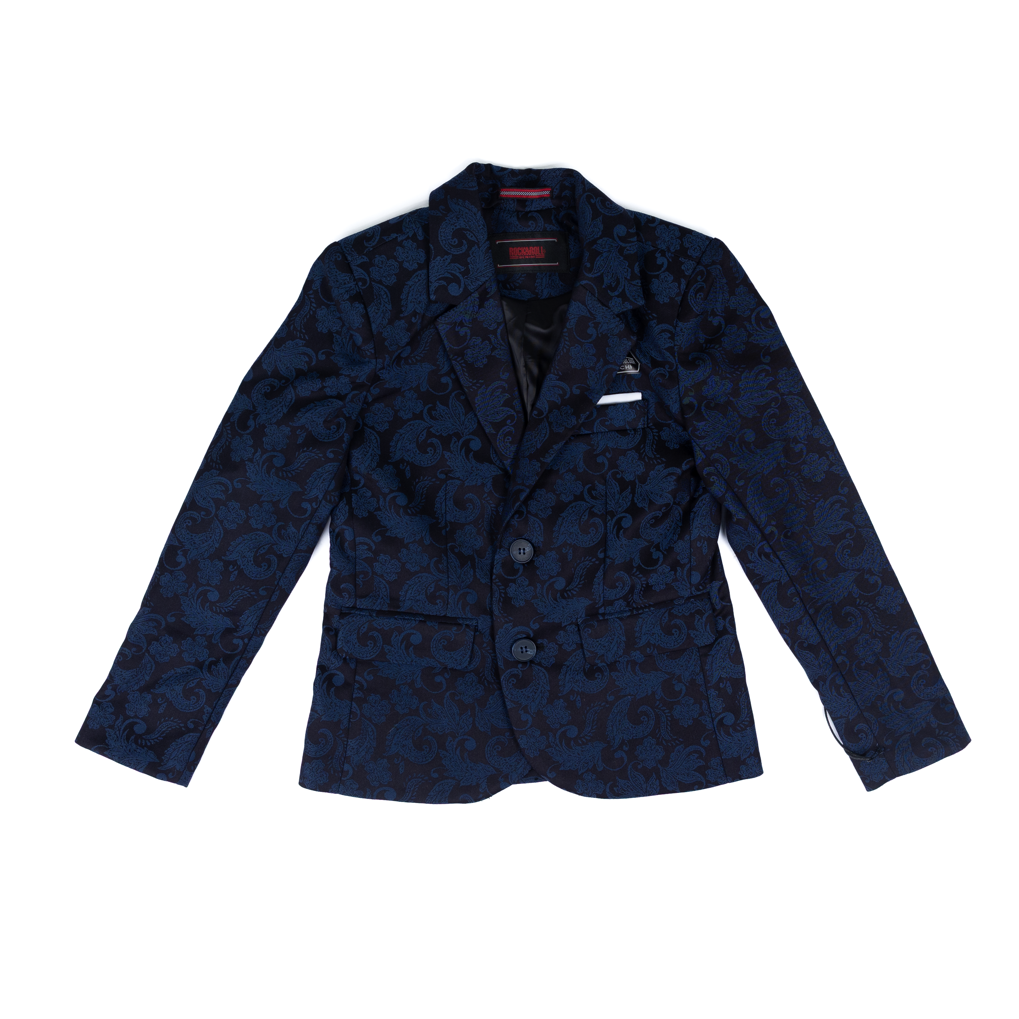 Boy's Rock and Roll Black and Navy Paisley Jacquard Sportscoats BB96C08559