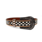 Angel Ranch Women's Black and White Checkered Leather Belt
