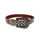 Angel Ranch Women's Black and White Checkered Leather Belt
