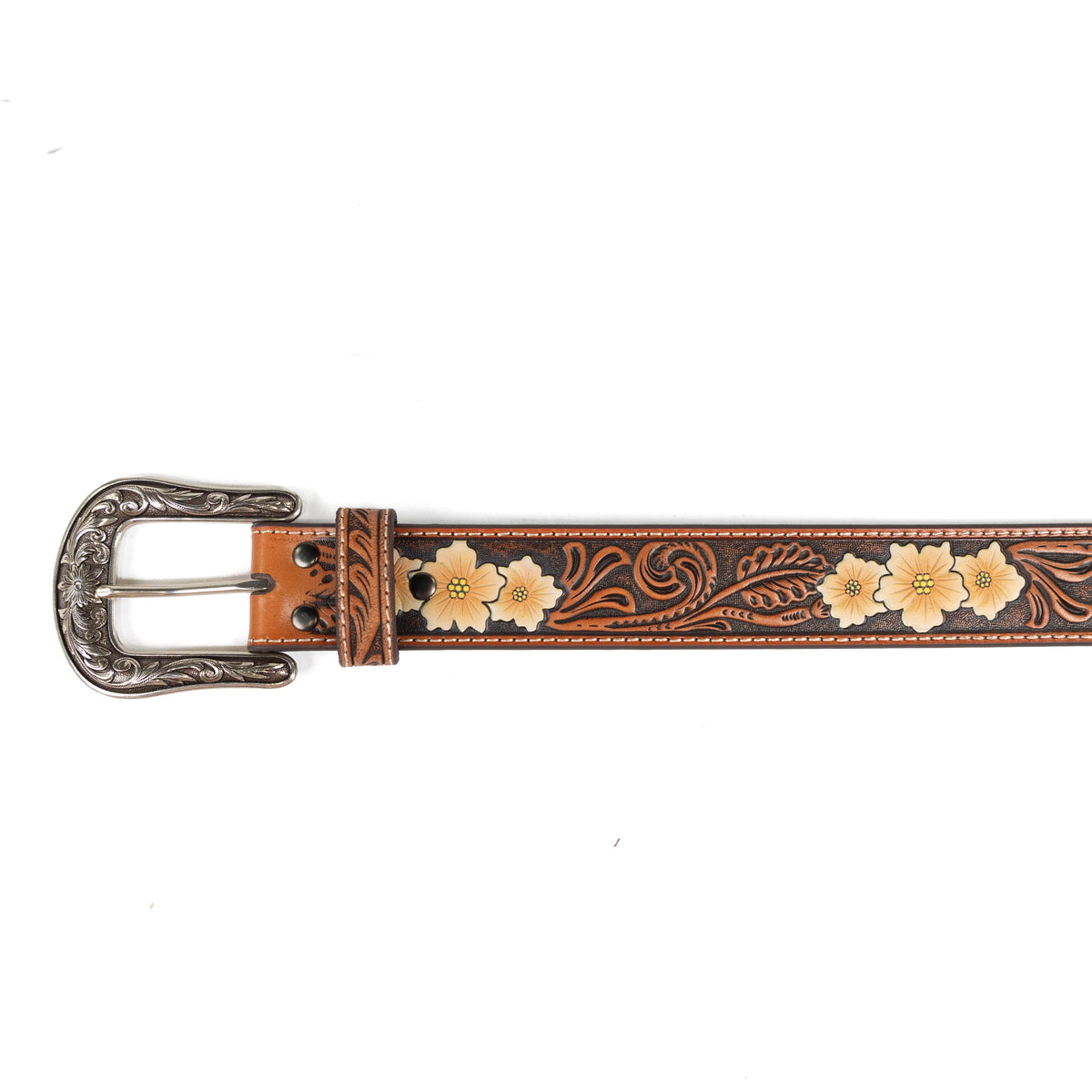 Ariat Women's Brown Floral Hand Painted Leather Belt
