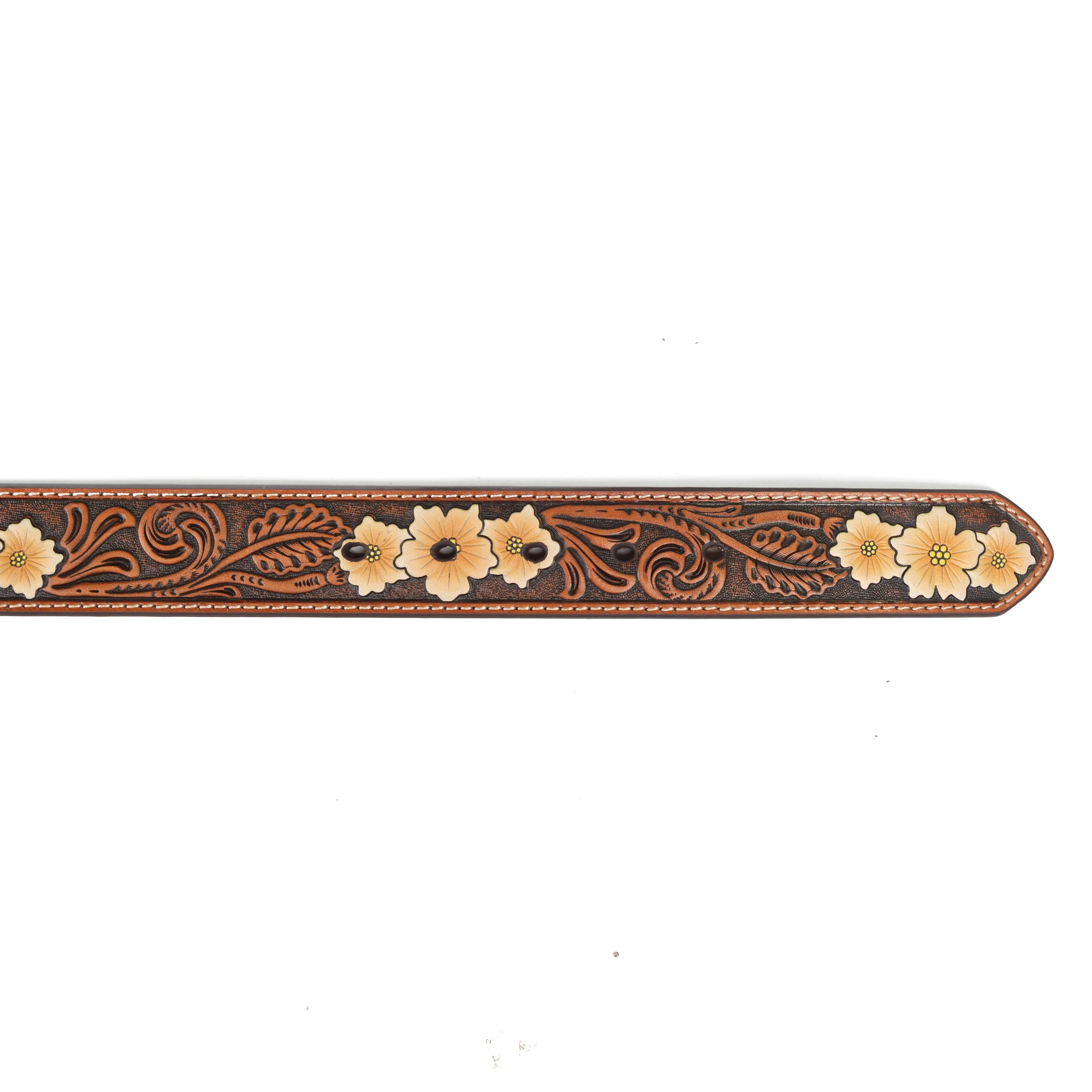 Ariat Women's Brown Floral Hand Painted Leather Belt