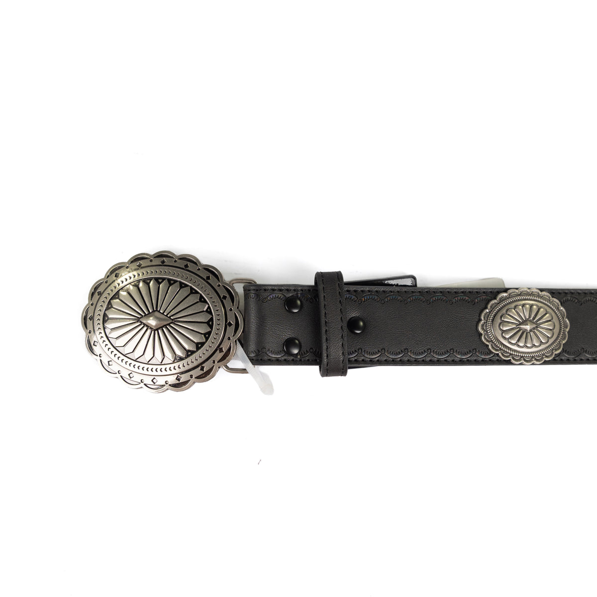 Angel Ranch Women's Black Engraved Leather Belt