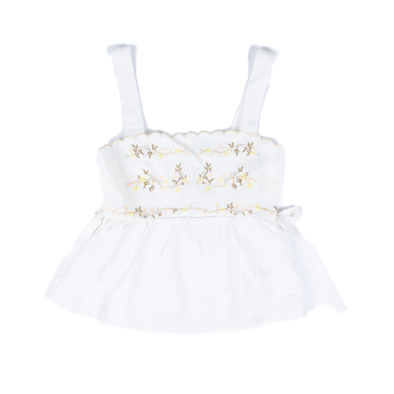 Women's Blu Pepper Floral Embroidered Tank Top - Ivory CR2876