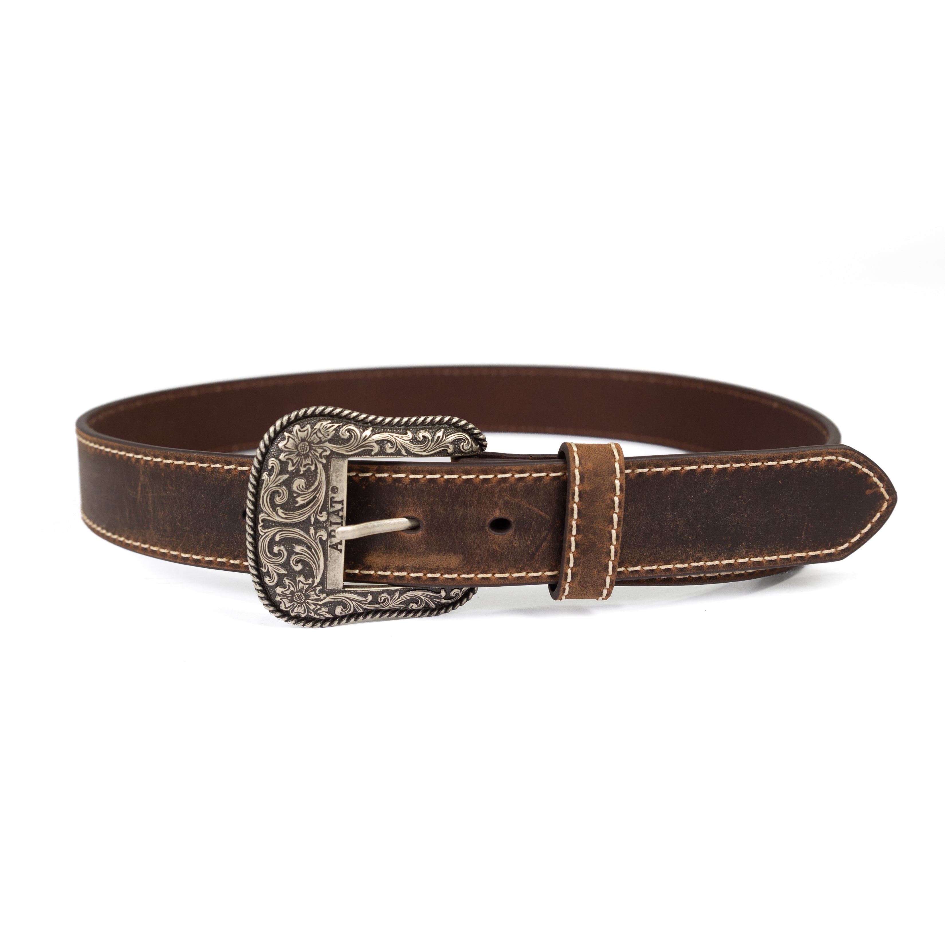 Ariat Women's Brown Leather Belt with Heavy Stitch Edge A1523402