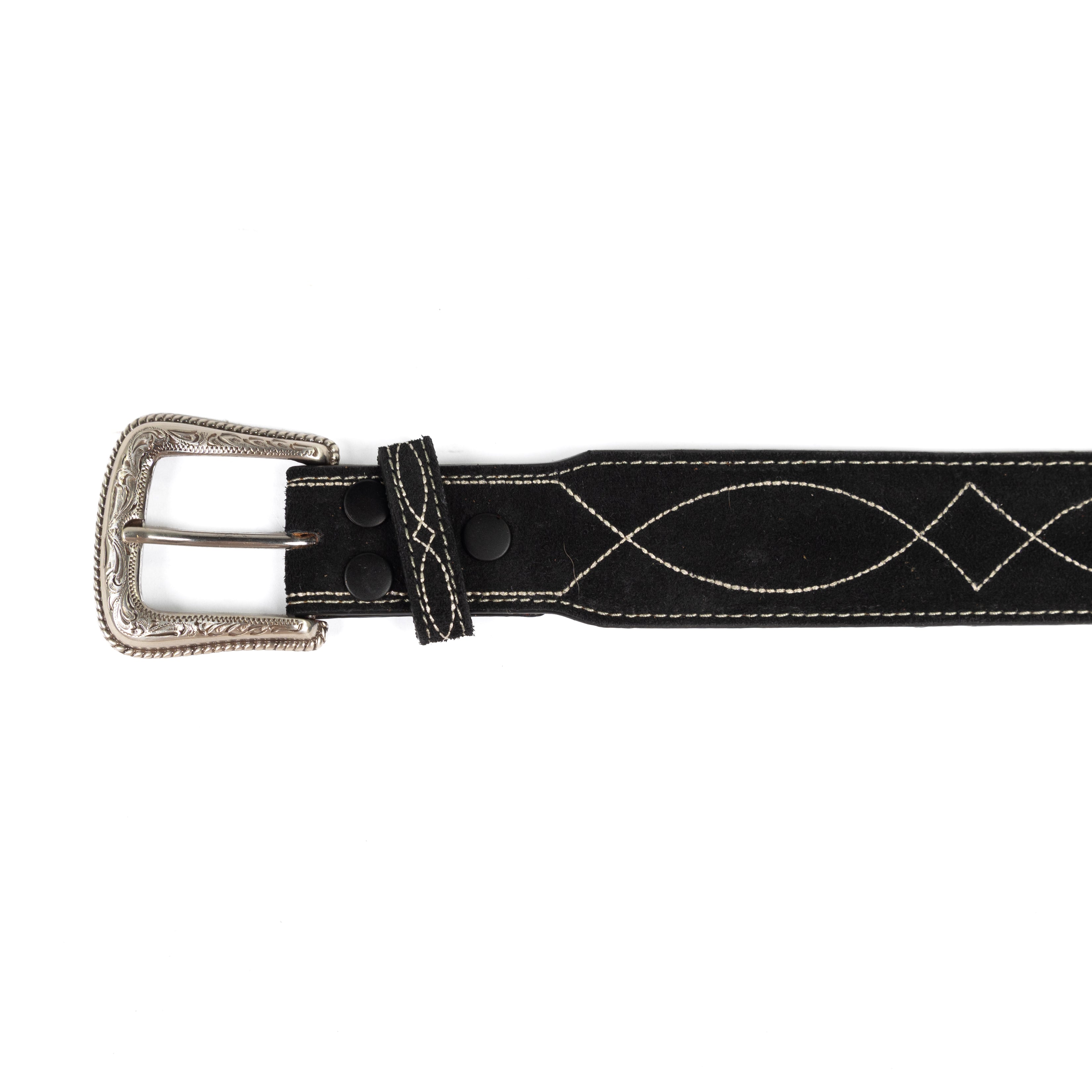 Nocona Men's Black Roughout Belt with Boot Stitching