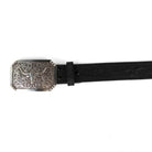 3D Men's Black Floral Tooled Belt with Longhorn Buckle