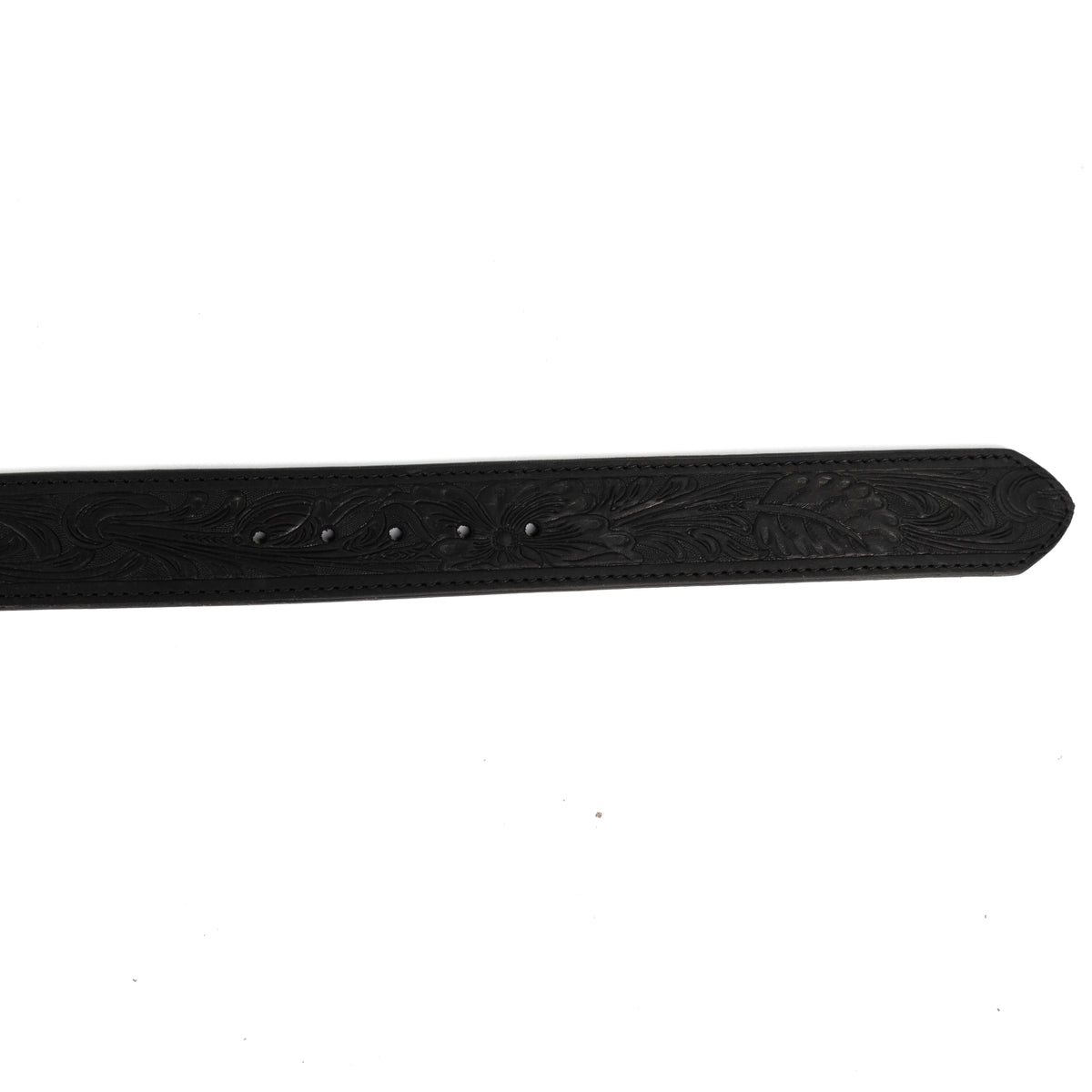 3D Men's Black Floral Tooled Belt with Longhorn Buckle