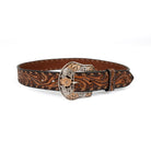 Angel Ranch Women's Scroll Tooled Brown Leather Belt