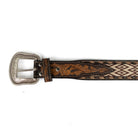 Nocona Men's Diamond Embroidered Brown Leather Belt