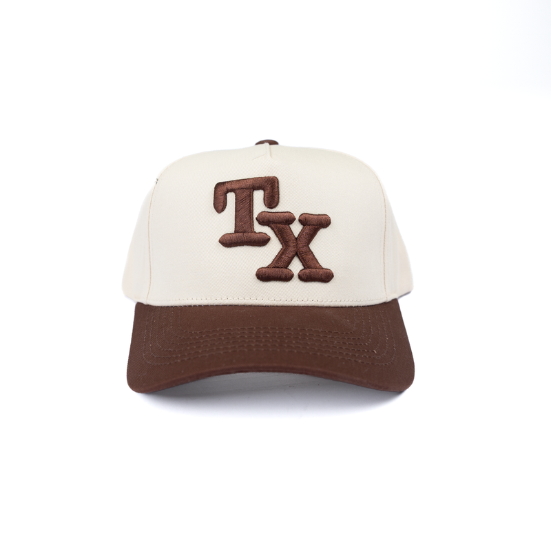 Women's Tan and Brown Snapback "TX" Cap 