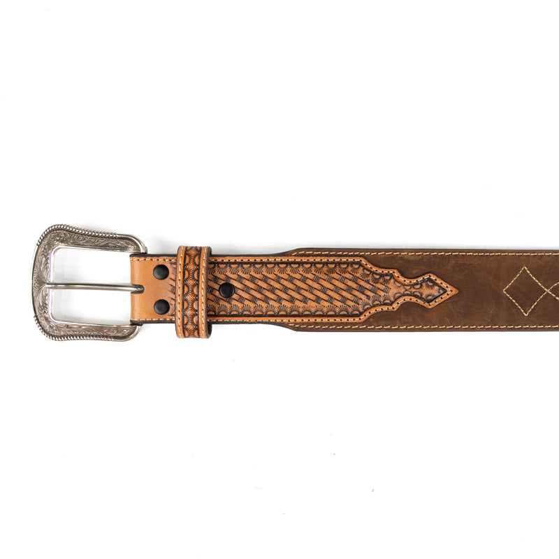 3D Men's Basket Weave and Boot Stitched Belt