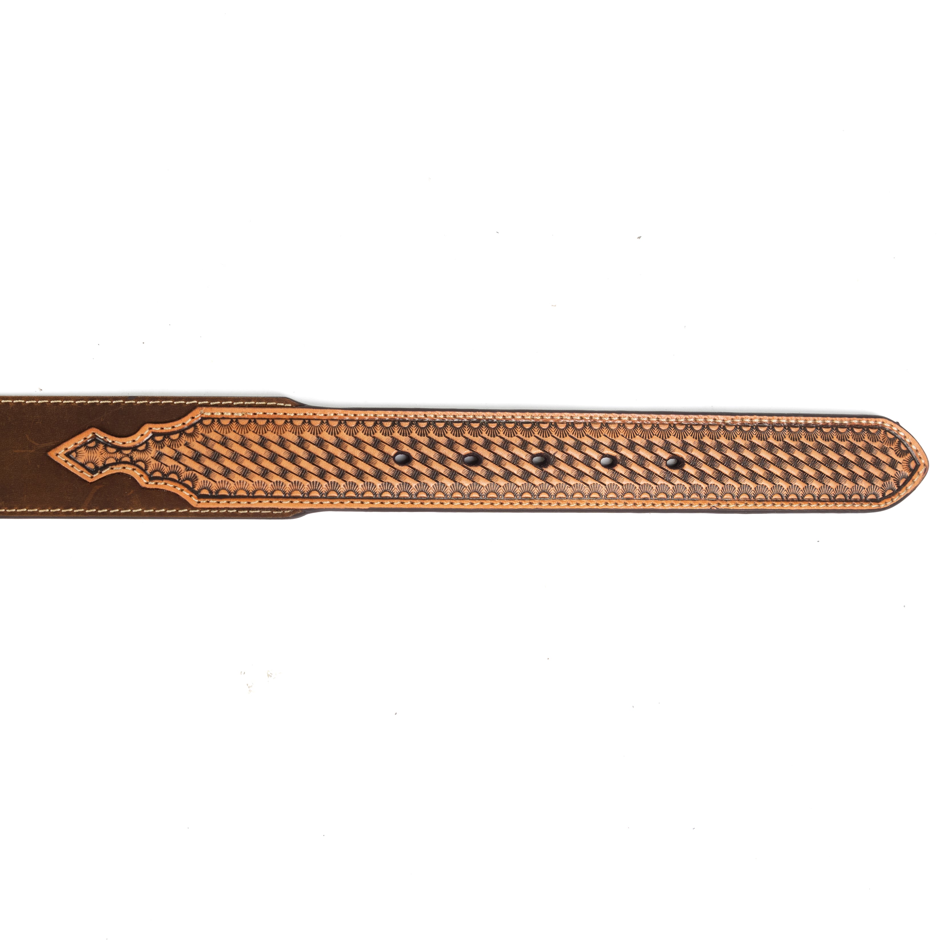 3D Men's Basket Weave and Boot Stitched Belt