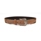 3D Men's Basket Weave and Boot Stitched Belt