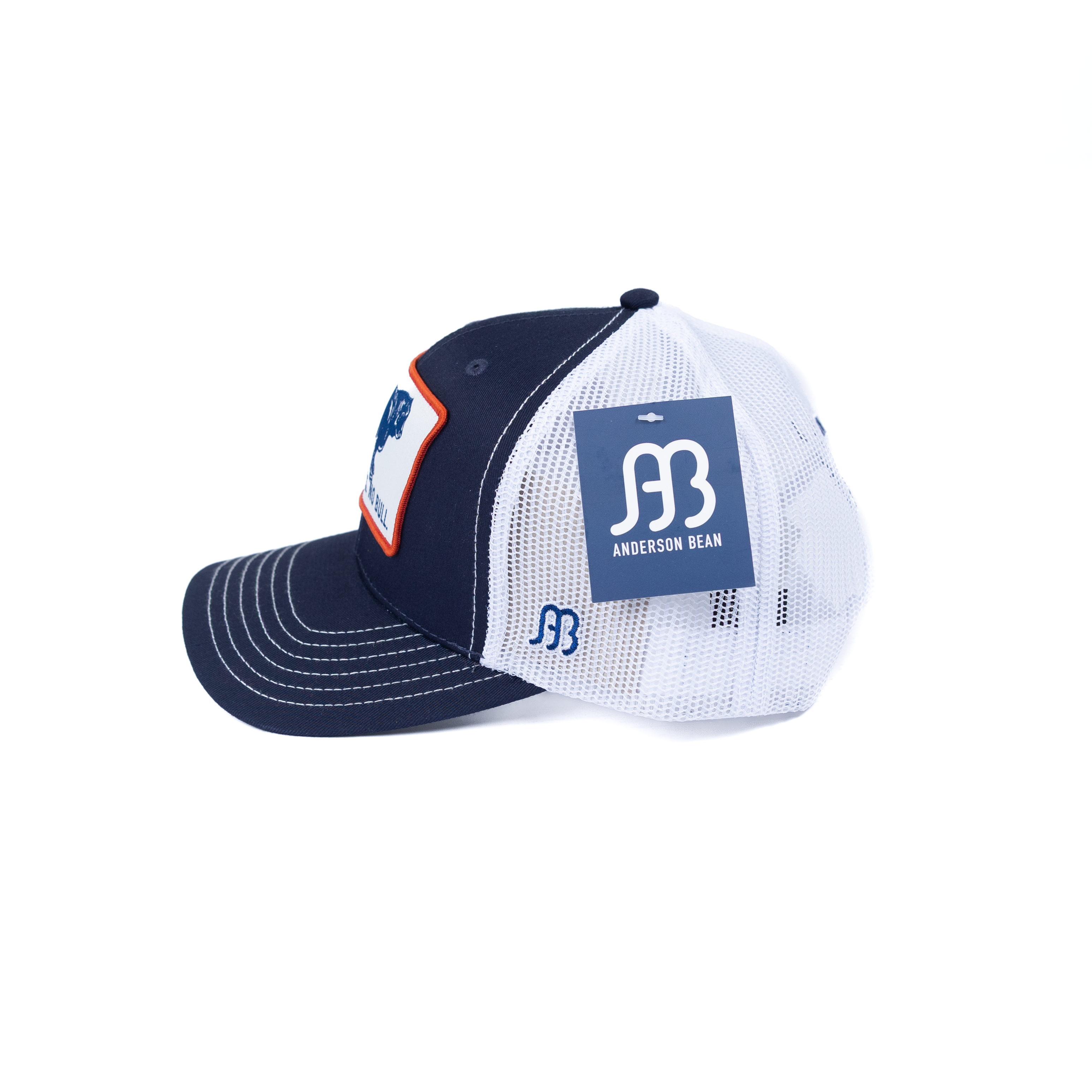 Men's Anderson Bean Navy and White Mesh Snapback with Patch