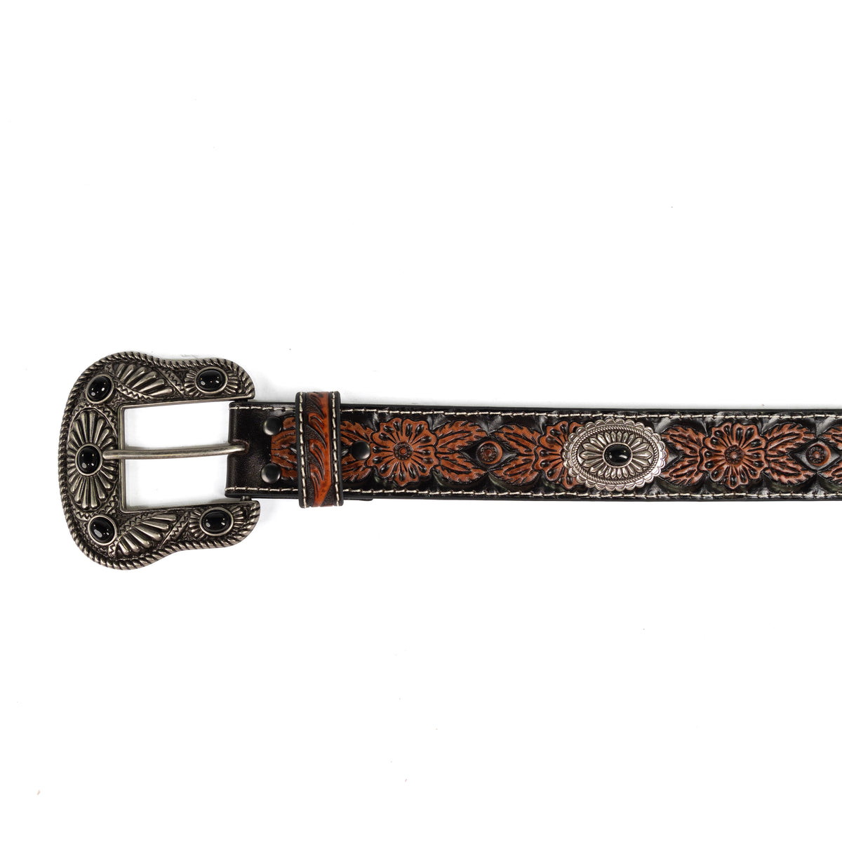 Ariat Women's Floral Embossed Concho Black Western Belt
