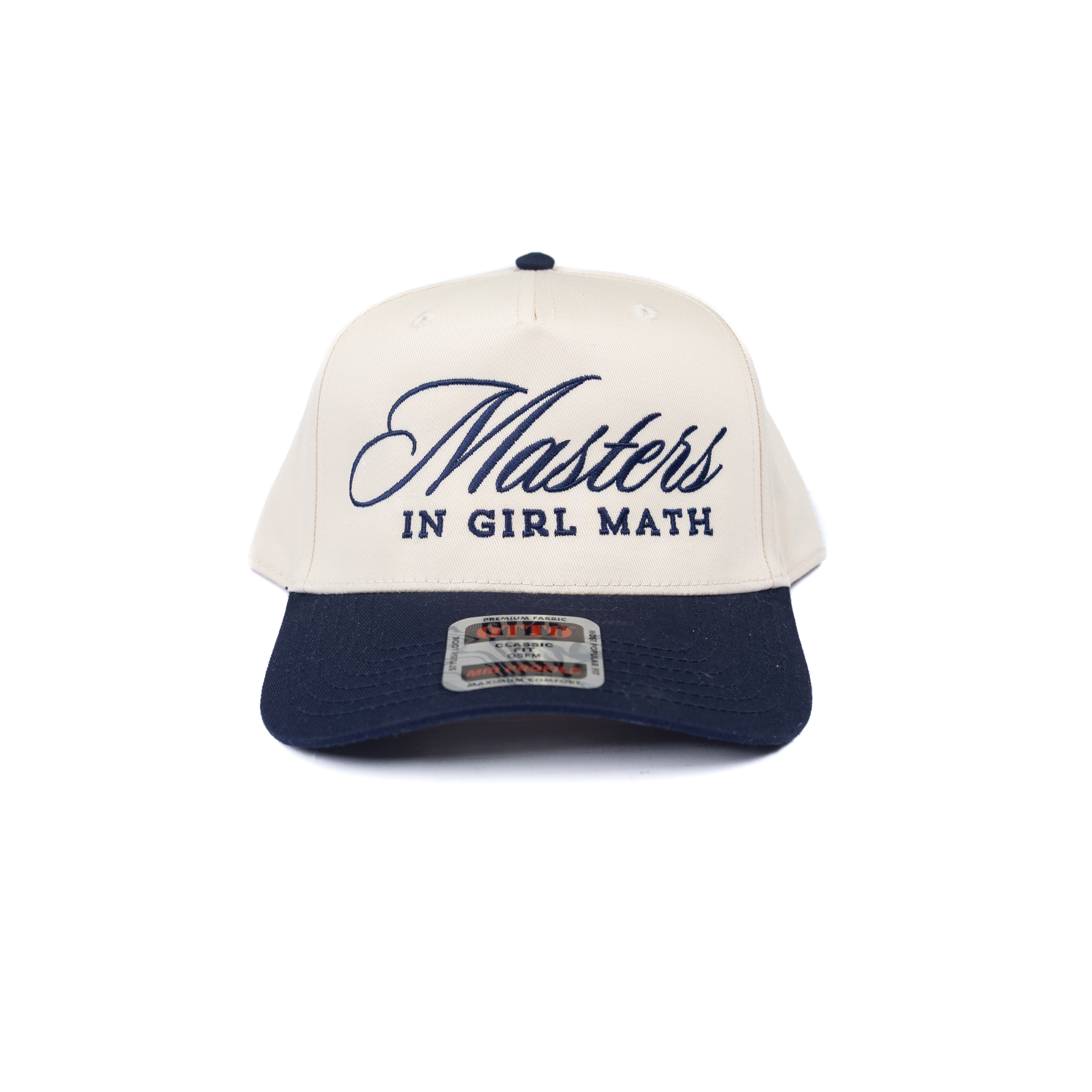 Women's Navy and Cream "Masters in Girl Math" Snapback