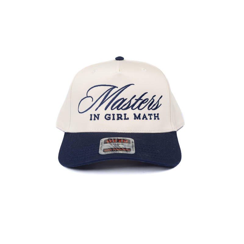 Women's Navy and Cream "Masters in Girl Math" Snapback