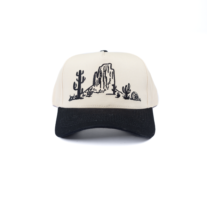 Women's Cream and Black Western Scene Cap 