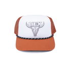 Men's Bex White and Burnt Orange Mesh Snapback H0312R