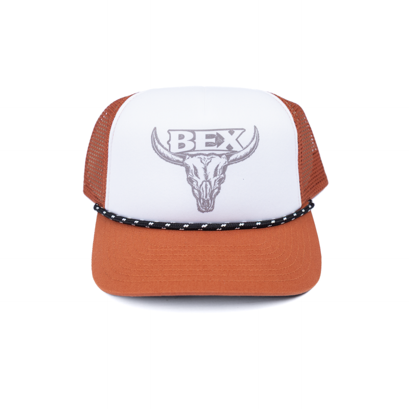 Men's Bex White and Burnt Orange Mesh Snapback H0312R