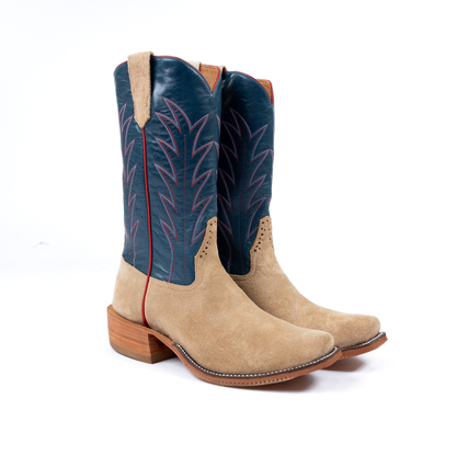 Rios Tan Reverse Crazy Horse with 13" Navy Calf Tops R9028