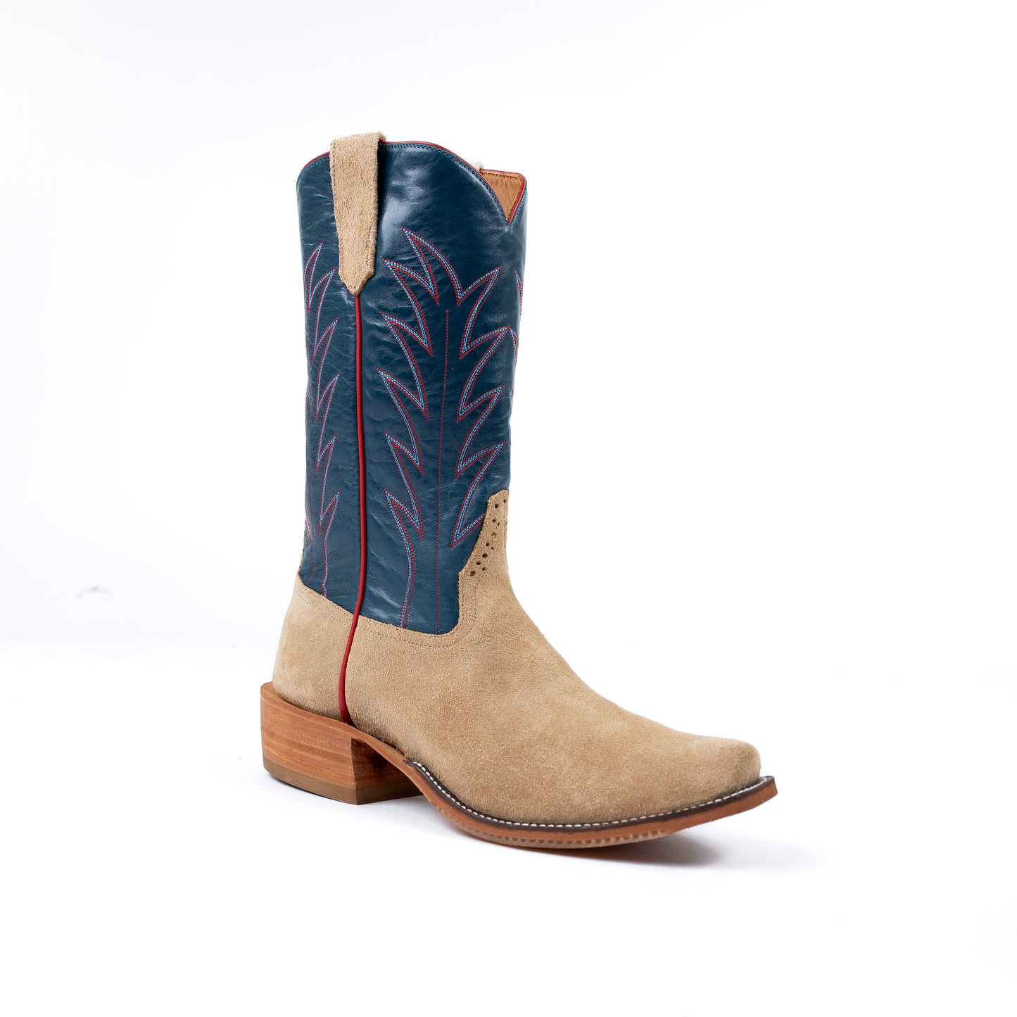 Rios Tan Reverse Crazy Horse with 13" Navy Calf Tops R9028