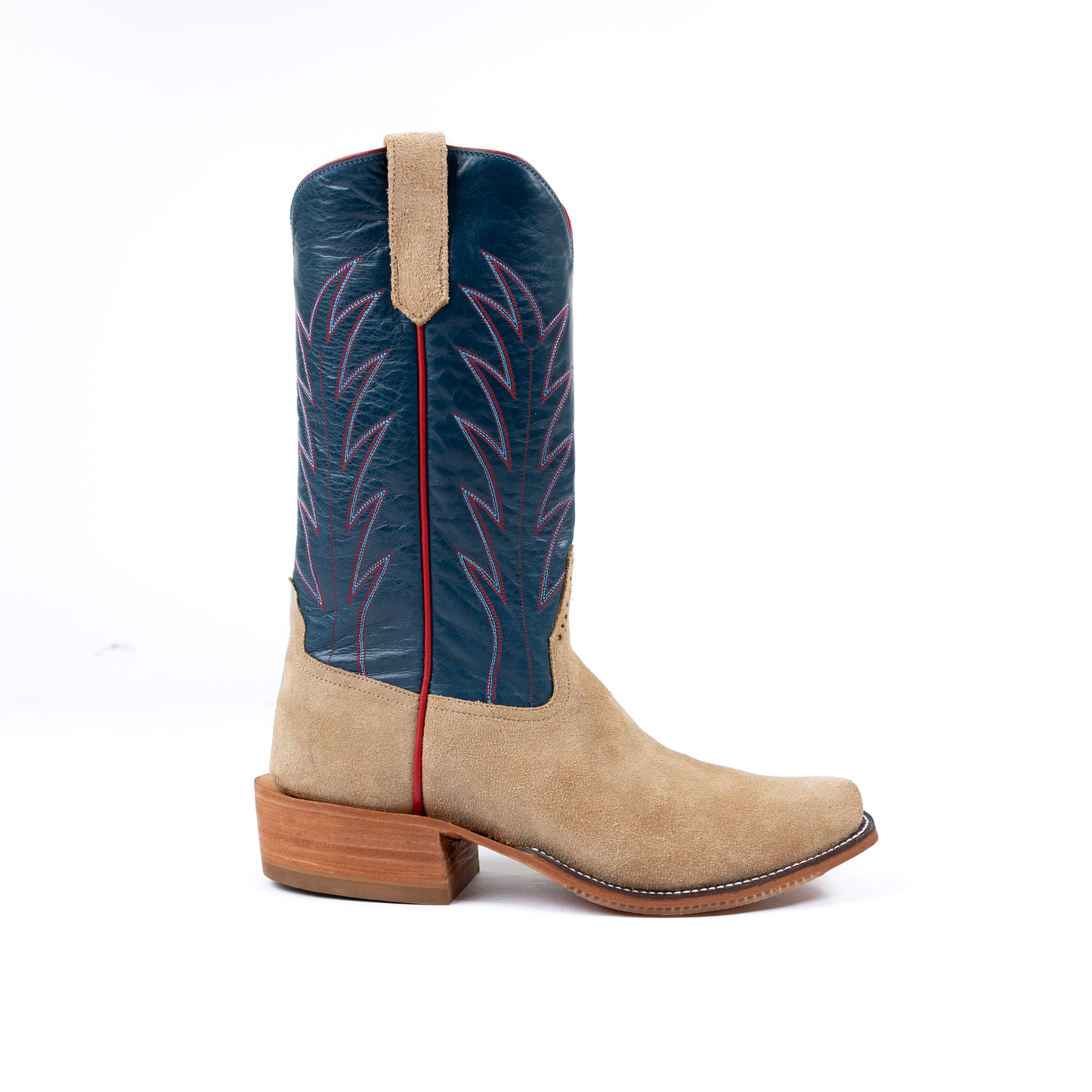 Rios Tan Reverse Crazy Horse with 13" Navy Calf Tops R9028