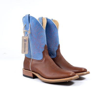Anderson Bean Brown Mule with 10" Blue Sinsation Tops