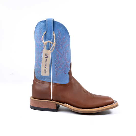 Anderson Bean Brown Mule with 10" Blue Sinsation Tops