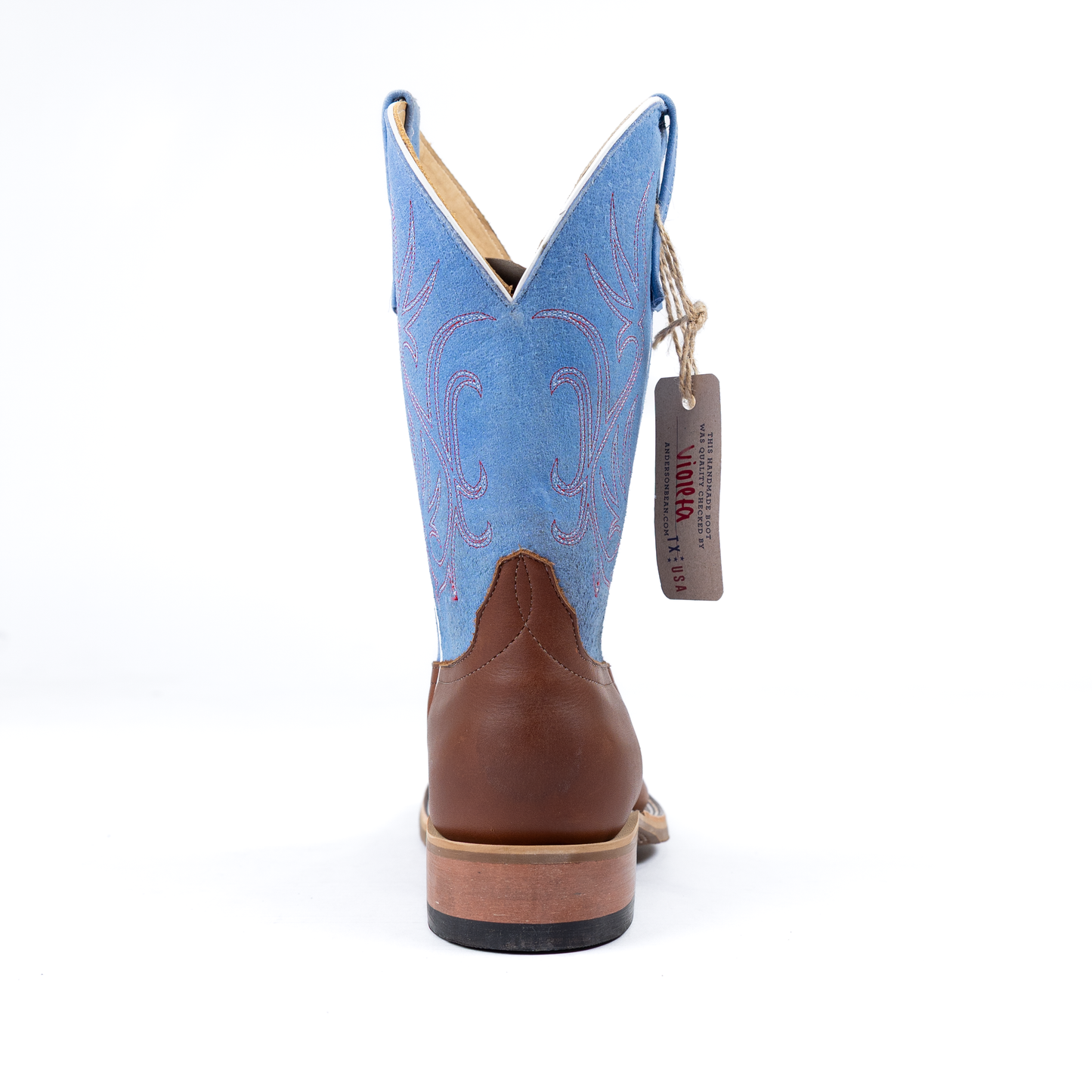 Anderson Bean Brown Mule with 10" Blue Sinsation Tops