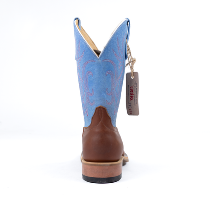 Anderson Bean Brown Mule with 10" Blue Sinsation Tops