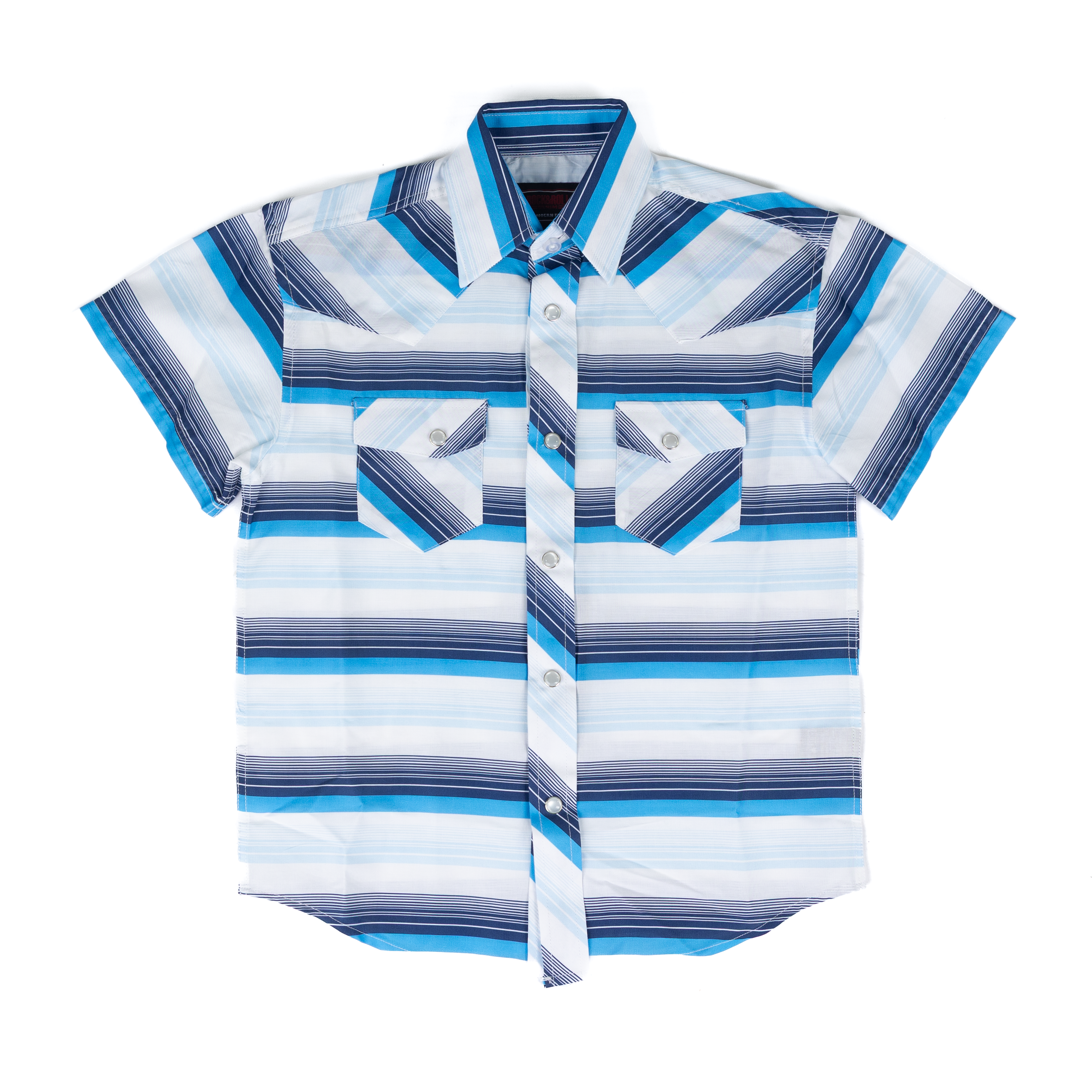 Boy's Rock and Roll Denim Short Sleeve Stripe Snap Shirt BBN3S08655