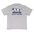 Youth Crazy House Light Gray Short Sleeve Dog Printed T-shirt 