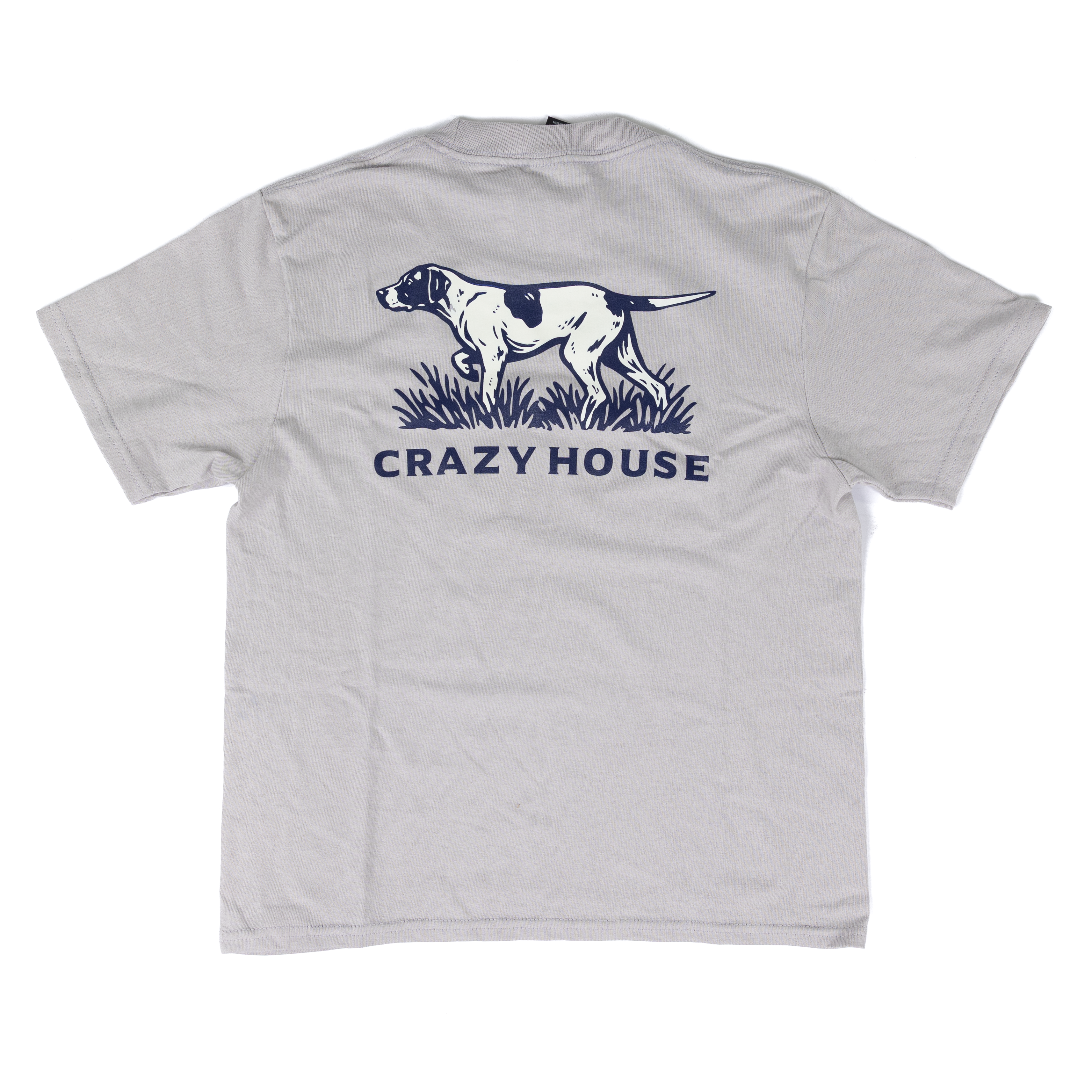 Youth Crazy House Light Gray Short Sleeve Dog Printed T-shirt 