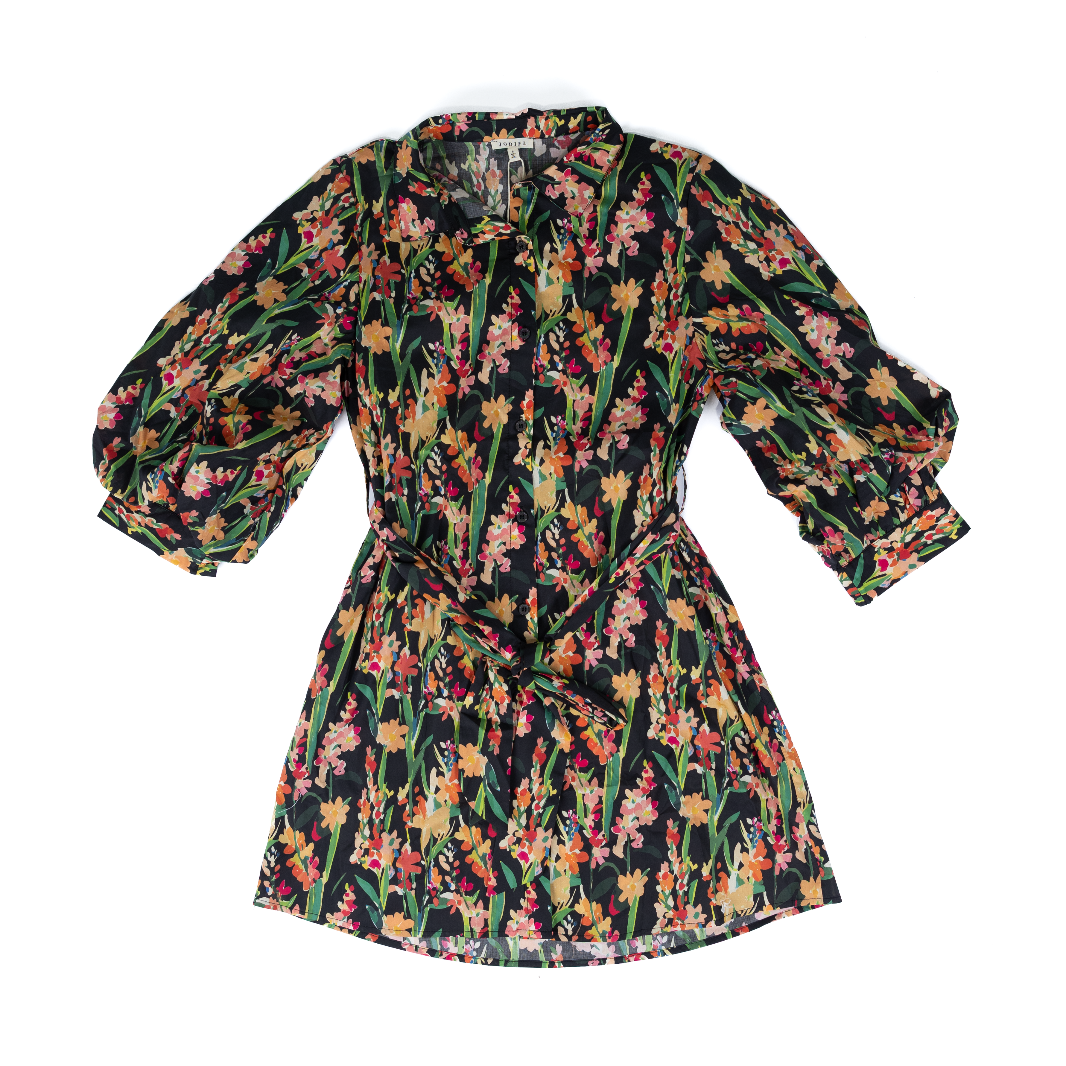 Women's Jodifl Black Floral Button Up Dress H42106-1