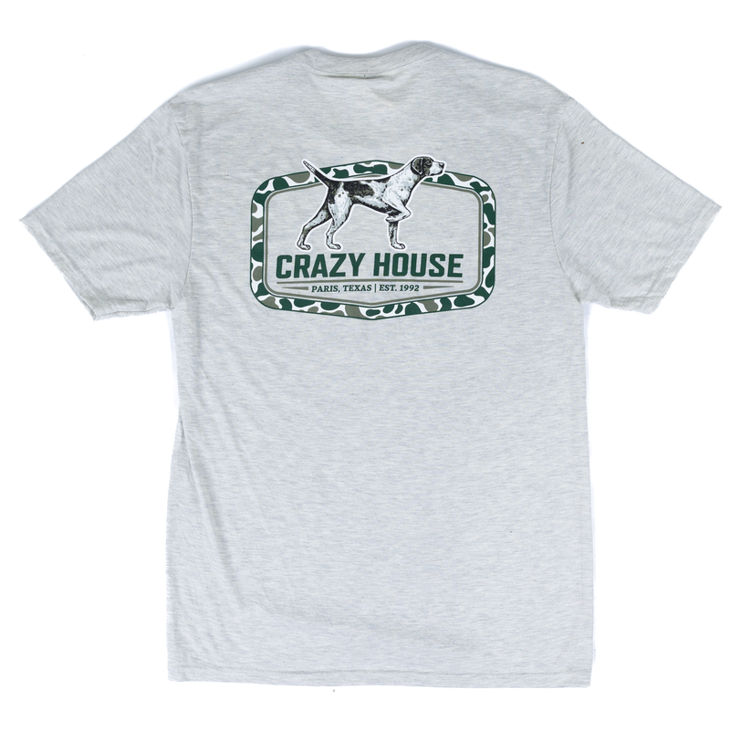 Crazy House Dog and Camo Print Short Sleeve T-shirt 