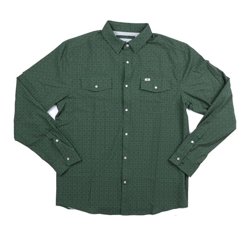 Men's Ferrell Collin in Green Long Sleeve Snap Shirt FPL1002597